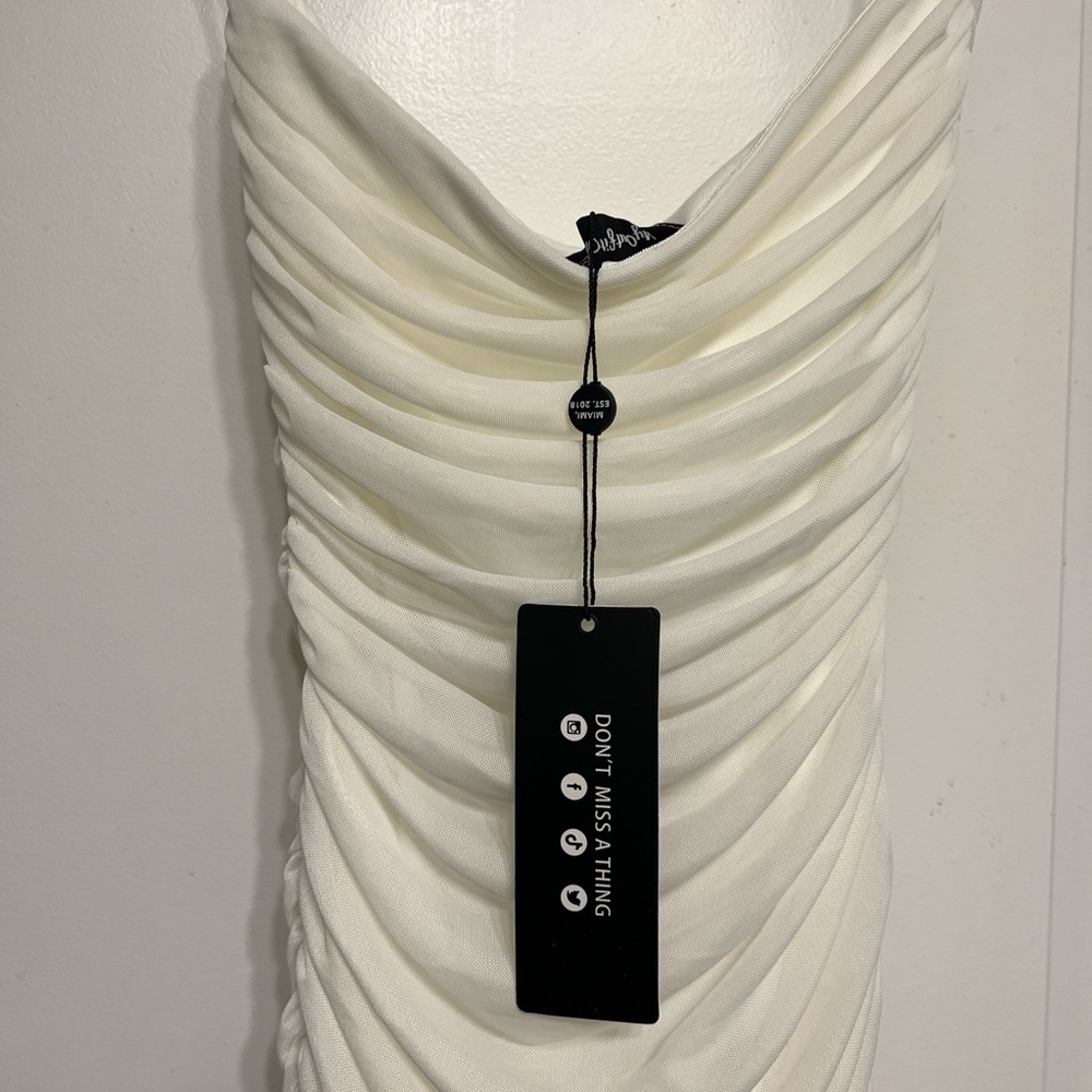 My Outfit Online Pamela Strapless Ruched Mini Dress - White - Small